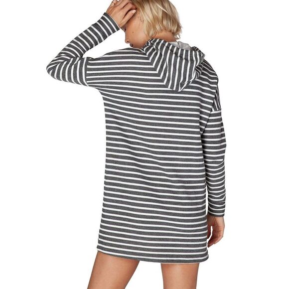 BEYOND YOGA Dark Gray White Striped Live Out Loud Hooded Swim Cover Up Medium - Picture 2 of 9